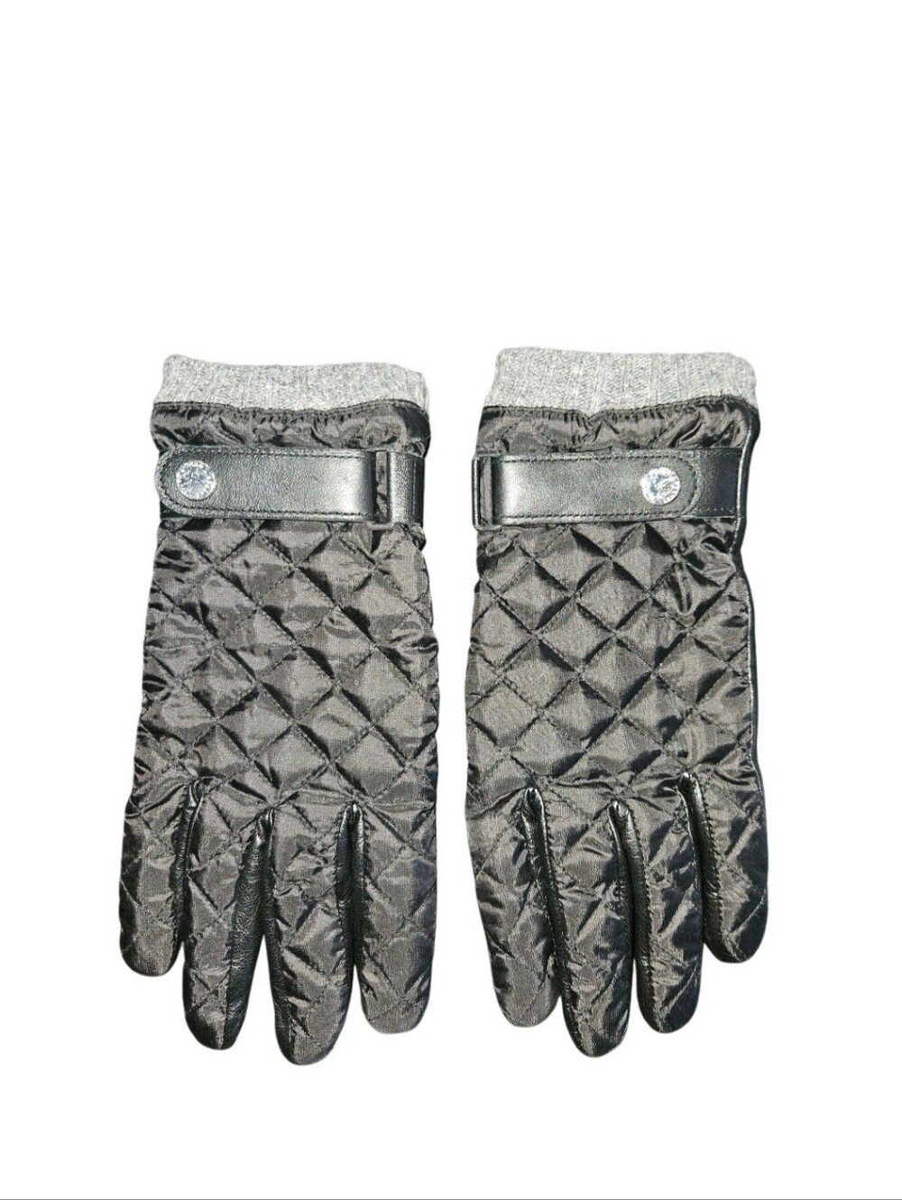 Polo Ralph Lauren Men's Black Lambskin Leather / Nylon  Winter Gloves Size M